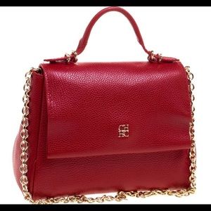 Carolina Herrera Red Leather Minuetto Flap Bag